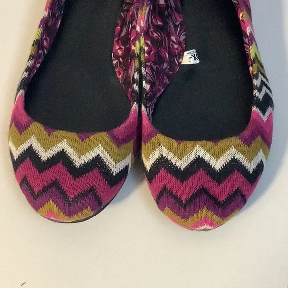 Missoni For Target Purple Green Sweater Knit Zig Zag Chevron Ballet Flats Sz 9.5 - Picture 2 of 12